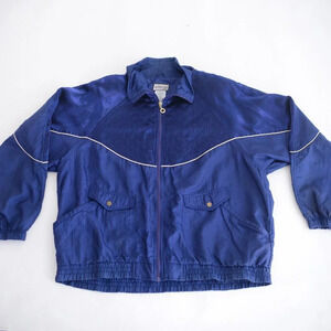 Vintage Active Club Royal Blue Nylon Zip Up Jogging Lightweight Jacket 2X